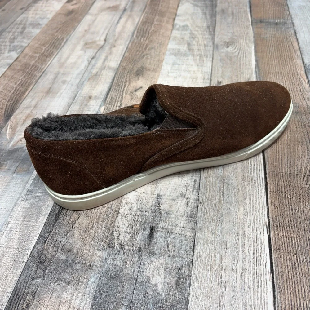 Allen Edmonds Slip On Men 10 3E Brown Suede Shearling Lined Sneaker 4830 Wide